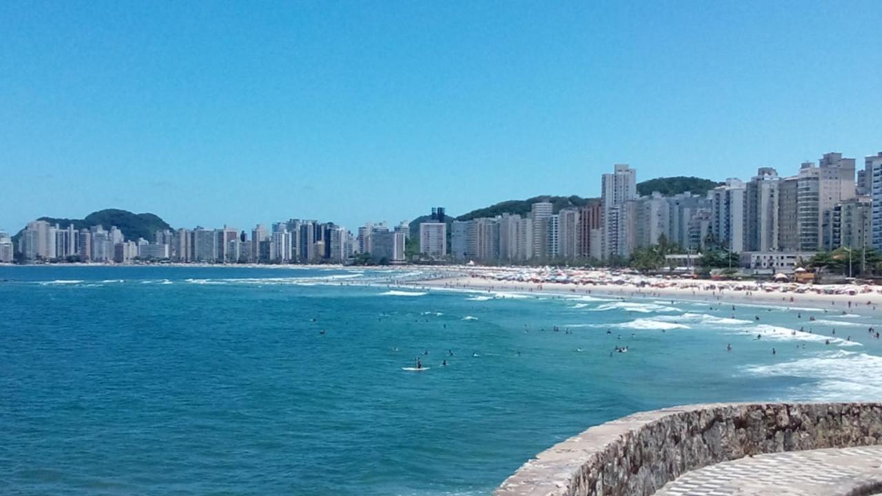 Apartamento Frente Para O Mar ,50 M Da Praia , Ar Condicionado Todos Quartos Guarujá Buitenkant foto